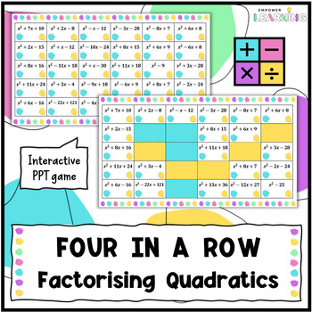 Preview of Factorising Quadratics Algebra Four in a Row Game