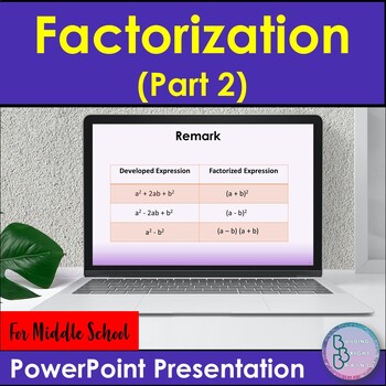 Preview of Factorization part 2 | PowerPoint Presentation Lesson Slides | Middle School