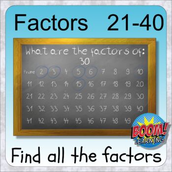 Factors 21 40 Boom Distance Learning Find All The Factors Primes And Squares