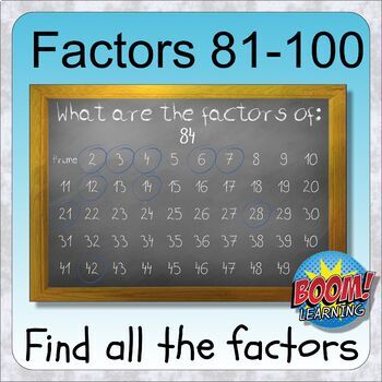 Factors 81 100 Boom Distance Learning Find The Factors Primes And Squares