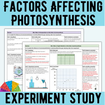 Preview of Factors Affecting Photosynthesis Experiment Data Analysis | NGSS HS-LS1-5 & 6