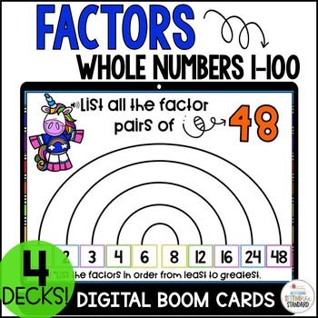 Preview of Factors of Whole Numbers Finding Factors with Factor Rainbows Boom Cards Bundle