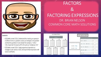 Preview of Factors & Factoring Expressions (PowerPoint Lesson with Printables!)