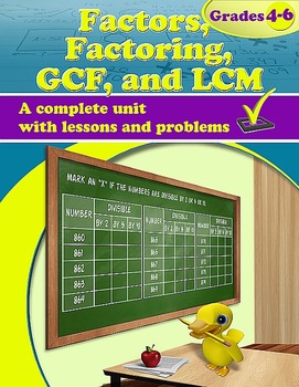 Preview of Factors, Factoring, GCF, and LCM, Grades 4 - 6 (Distance Learning)