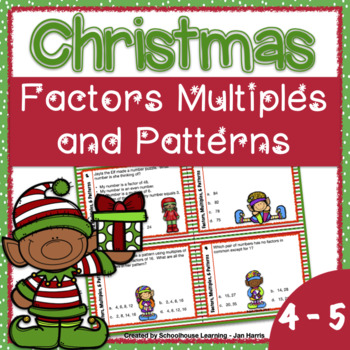 Preview of Factors, Multiples, & Patterns Task Cards - Christmas Theme