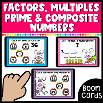 Preview of Factors, Multiples, Prime & Composite Numbers Easter Boom Cards
