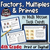 Factors & Multiples, Prime & Composite Numbers Task Cards 
