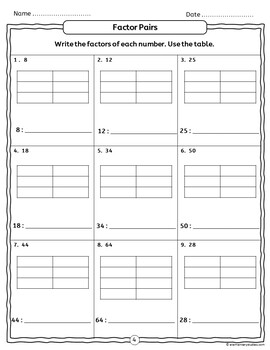 Factors, Multiples, Prime & Composite Numbers Worksheets by ...