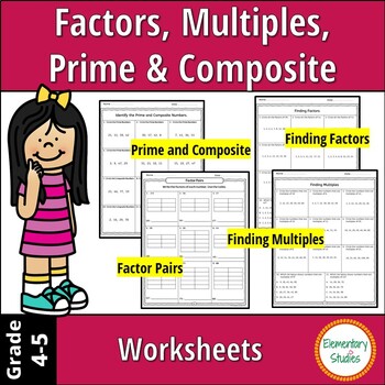 Preview of Factors, Multiples, Prime & Composite Numbers Worksheets