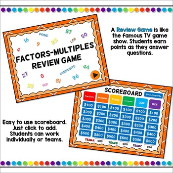 Factors, Multiples, Prime, Composite Powerpoint Game by Teacher Gameroom