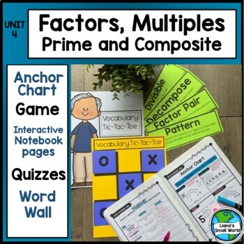 Preview of Factors Multiples Prime Composite Patterns Vocabulary, Strategy Anchor Charts
