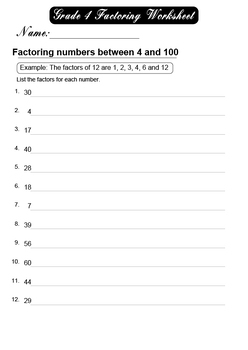 Factors, Multiples & Prime Numbers Worksheets 4 Grade | TPT