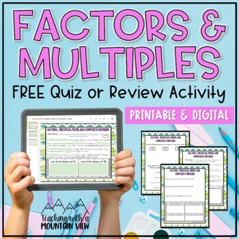 Preview of Factors Multiples Prime and Composite Numbers Activity