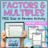 Factors Multiples Prime and Composite Numbers Activity