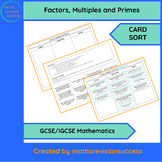 Factors Multiples Primes - Card Sort - GCSE IGCSE Maths