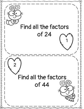 Preview of Factors & Multiples Valentine's Task Cards