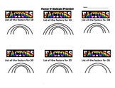 Factors & Multiples Vocab Memorization Trick-Practice Shee