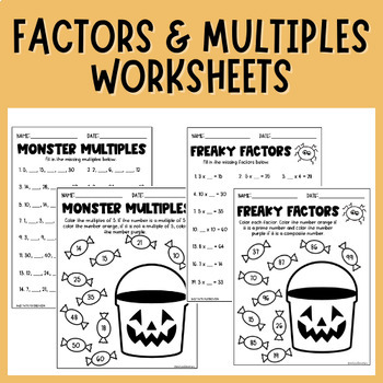 Preview of Factors & Multiples Worksheets | Halloween | Multiplication | 3rd | 4th Grade