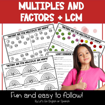 Preview of Factors, Multiples and LCM Least Common Multiple Worksheets Centers Activities