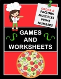 Factors, Multiples, and Prime Numbers Game and Worksheets