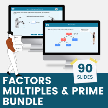 Preview of Factors Multiples and Prime Numbers Interactive Lesson and Activities