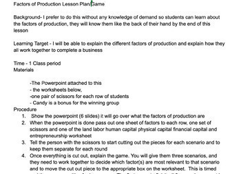 Preview of Factors Of Production Sorting Game