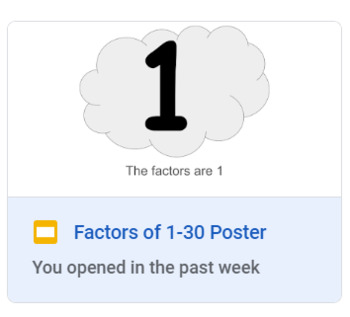 Preview of Factors Posters from 1-30