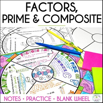 Preview of Factors, Prime and Composite Numbers Math Doodle Wheel