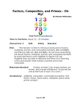 Preview of Factors, Primes, and Composites - Oh My! ---- Math Reader's Theater