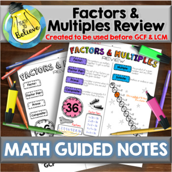 Factors and Multiple Review - Guided Notes / Interactive Notebook