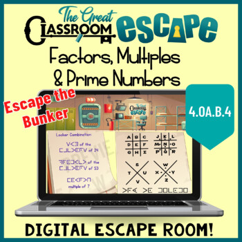 Preview of Factors and Multiples, Prime & Composite Numbers Digital Escape Room Activity