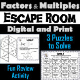Factors and Multiples Game: Escape Room Activity (Prime an