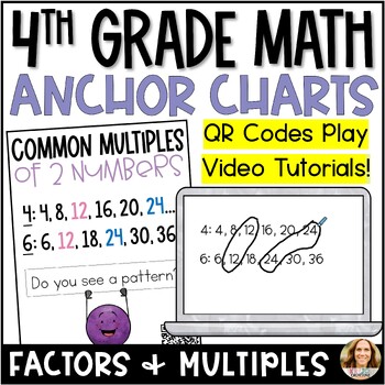 Preview of Factors and Multiples Anchor Charts - DIGITAL AND PRINTABLE - 4th Grade Math