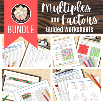 Preview of Montessori Factors and Multiples Worksheet BUNDLE - Montessori Multiples GCF LCM
