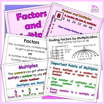 Factors and Multiples Bulletin Board Display Posters Printable | TPT