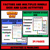 Factors and Multiples Bundle : (GCD) and (LCM) Activities