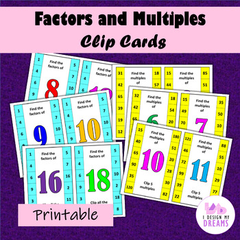 Factors and Multiples Clip Cards Printable by I Design My Dreams