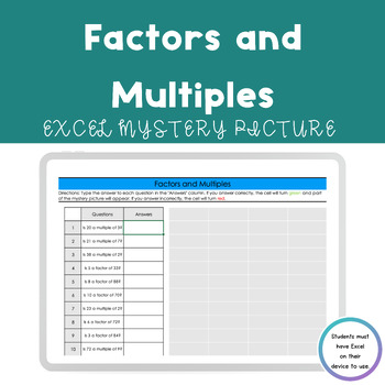 Preview of Factors and Multiples Excel Mystery Picture