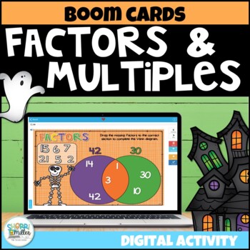 Preview of Factors and Multiples GCF & LCM Digital BOOM Cards - Halloween Math Activities