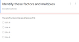 Factors and Multiples Google Form