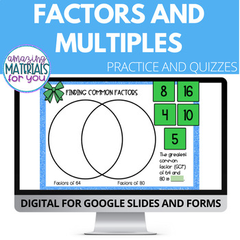 Preview of Factors and Multiples Google™ Slides and Forms | WINTER