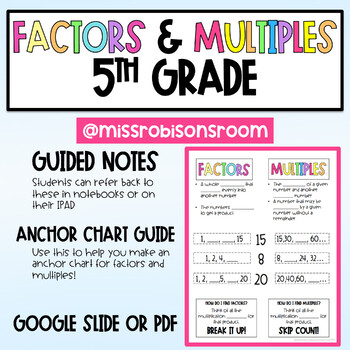 Preview of Factors and Multiples Guided Notes/Anchor Chart Planning (PDF or GOOGLE SLIDE)