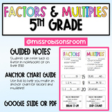 Factors and Multiples Guided Notes/Anchor Chart Planning (