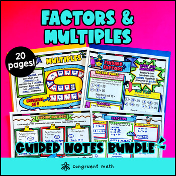 Preview of Factors and Multiples Guided Notes with Doodles 4th Grade CCSS Sketch Notes