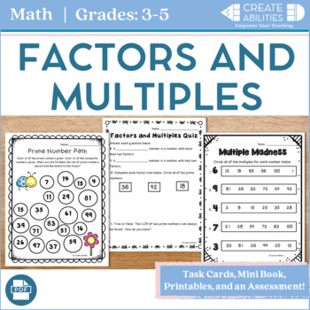 Factors and Multiples Book and Task Cards by Create-Abilities | TpT
