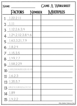 Factors and Multiples Math Center Activity by Ms Batkins Fabulous Class
