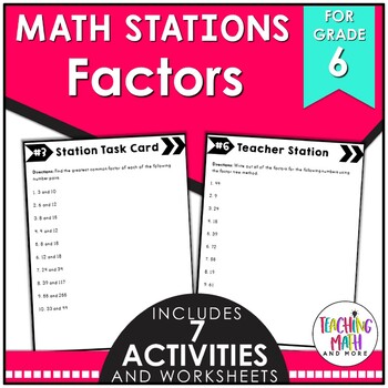 Preview of Factors and Multiples Math Stations