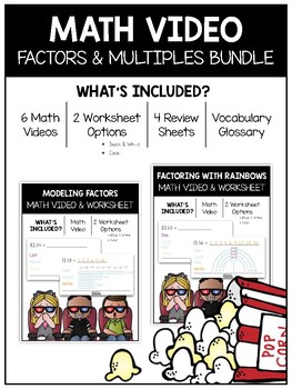 Preview of 4.OA.4 - 5: Factors and Multiples Math Video and Worksheet BUNDLE