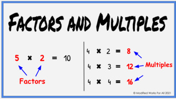 Factors and Multiples - Modified/Differentiated by ModifiedWorksForAll