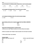 Factors and Multiples, Prime and Composite Number Assessment